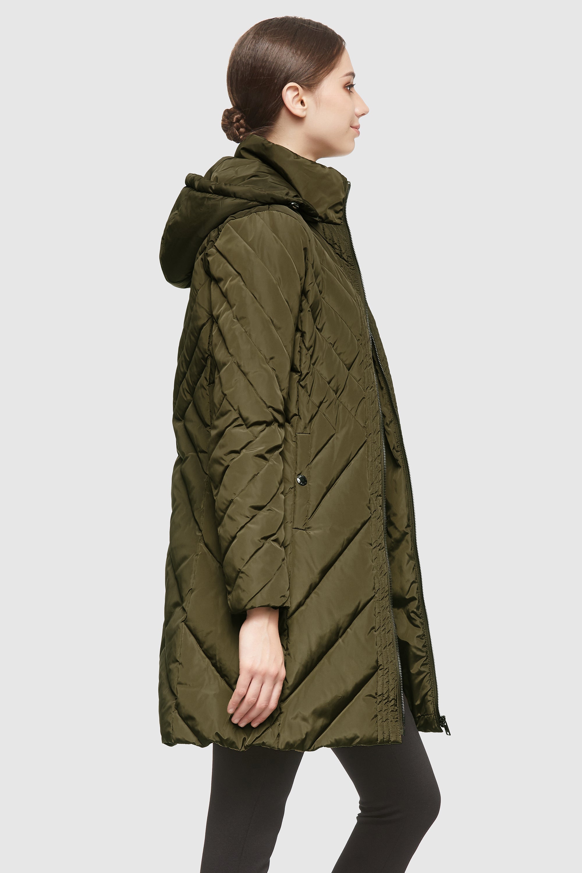 Orolay-Removable Hooded Winter Coat-#color_Fir Green