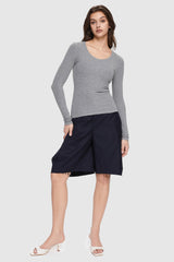 Orolay-Scoop Neck Pullover Sweater-Image 2 of Scoop Neck Pullover Sweater from Orolay - #color_Quiet Gray