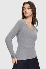 Orolay-Scoop Neck Pullover Sweater-Image 1 of Scoop Neck Pullover Sweater from Orolay - #color_Quiet Gray