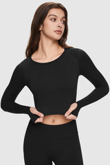 Orolay-Seamless Crop Athletic Tops-Image 3 of Seamless Crop Athletic Tops from Orolay - #color_Black