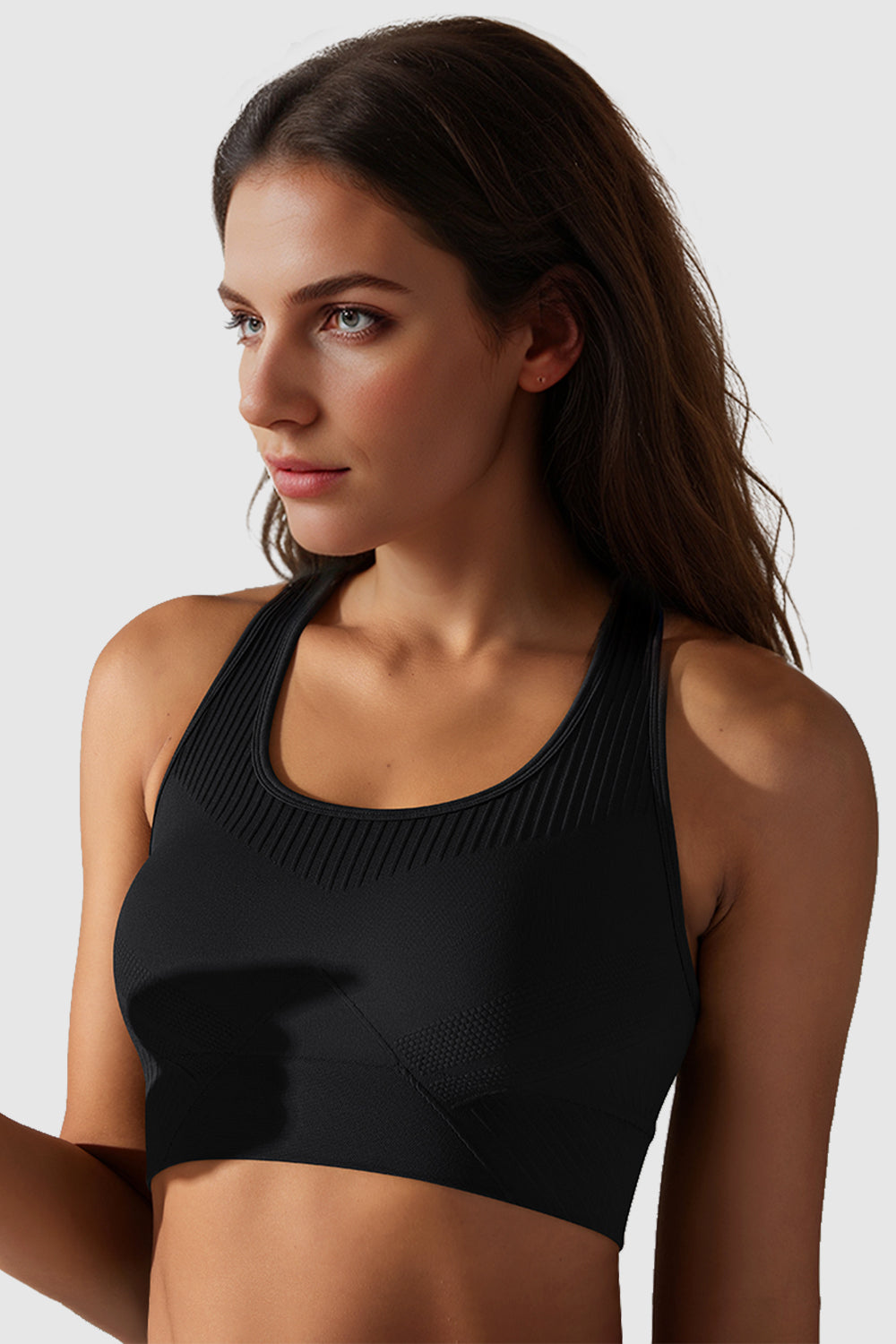 Orolay-Seamless Sports Bra with Removable Pads-#color_Black