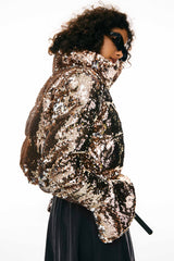 Orolay-Sequin Fashion Petite Jacket with Stand Collar-Image 5 of Sequin Fashion Petite Jacket with Stand Collar from Orolay - #color_Champagne