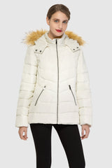 Orolay-Short Down Coat with Removable Elastic Belt-#color_Tofu