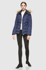 Orolay-Short Down Coat with Removable Elastic Belt-#color_Blueprint