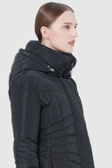 Orolay-Short Down Coat with Removable Hood-#color_Black