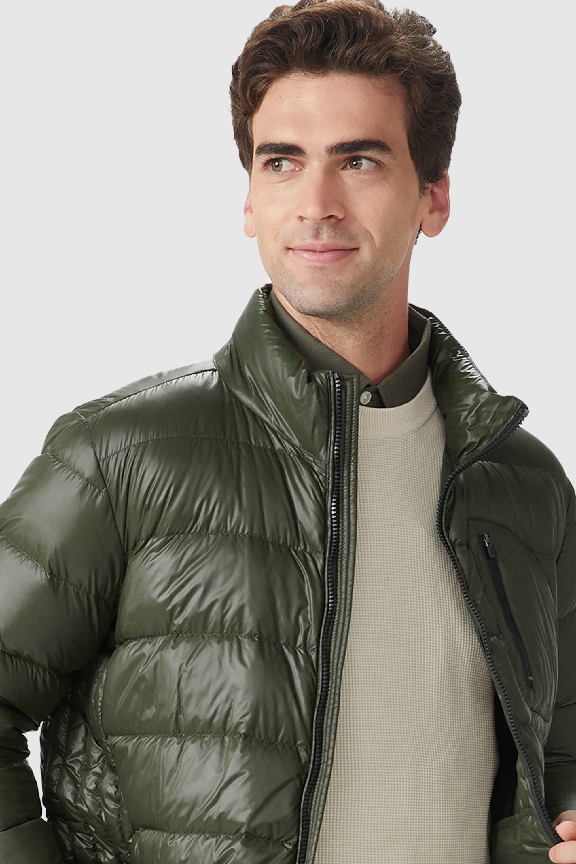 Orolay-Short Lightweight Bomber Down Coat-#color_Chive