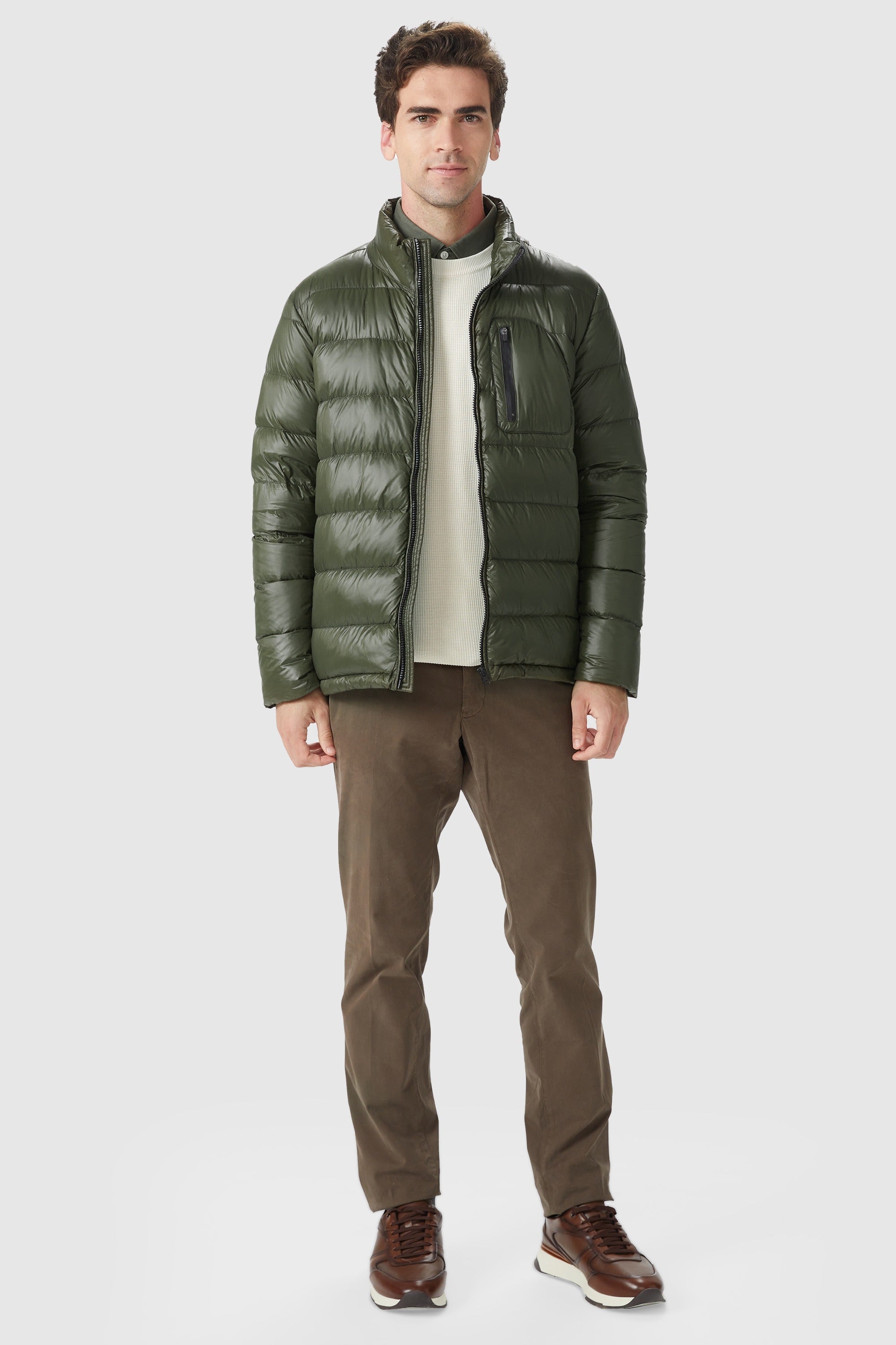 Orolay-Short Lightweight Bomber Down Coat-#color_Chive