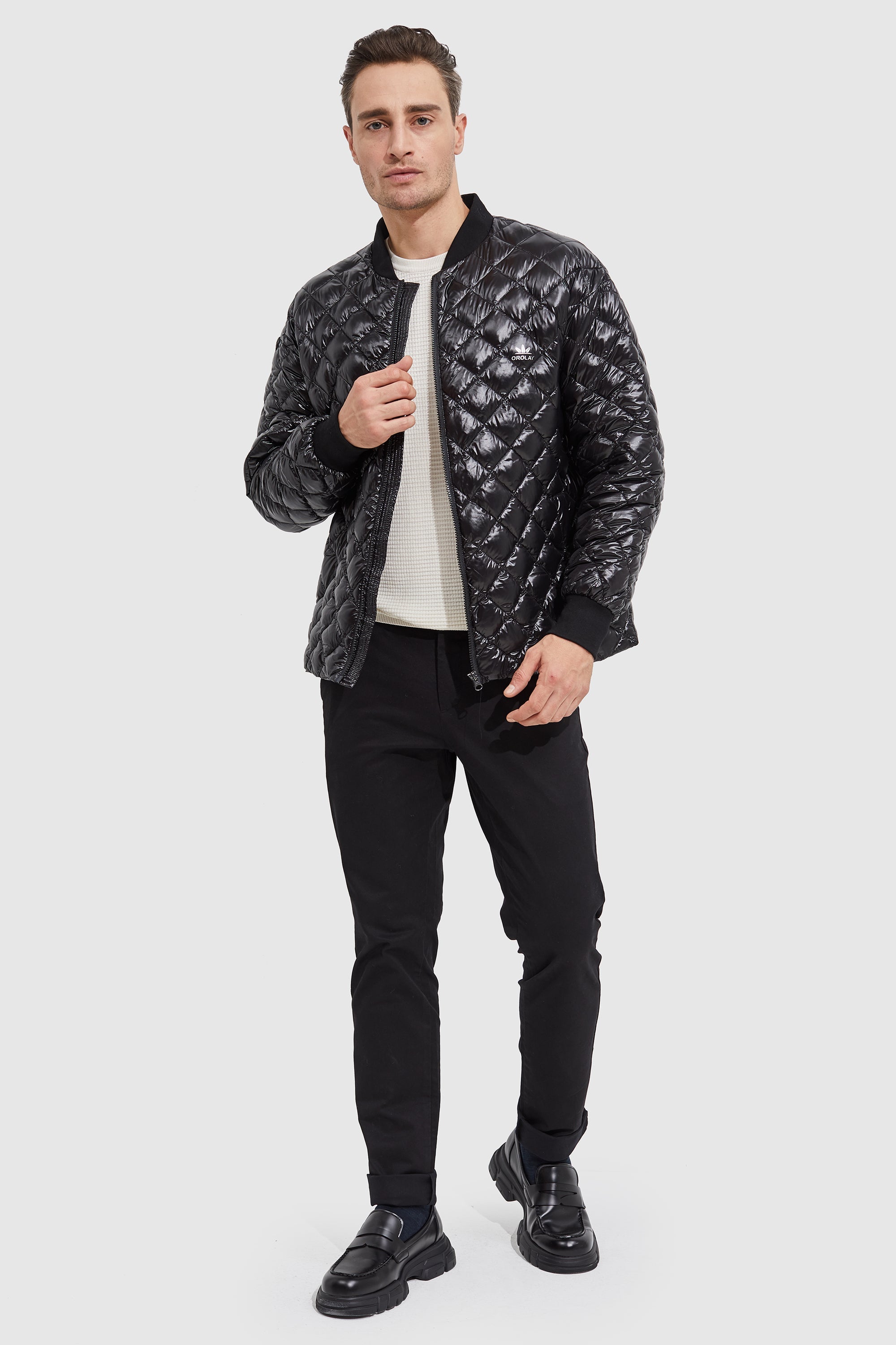 Orolay-Short Lightweight Bomber Jacket-#color_Black