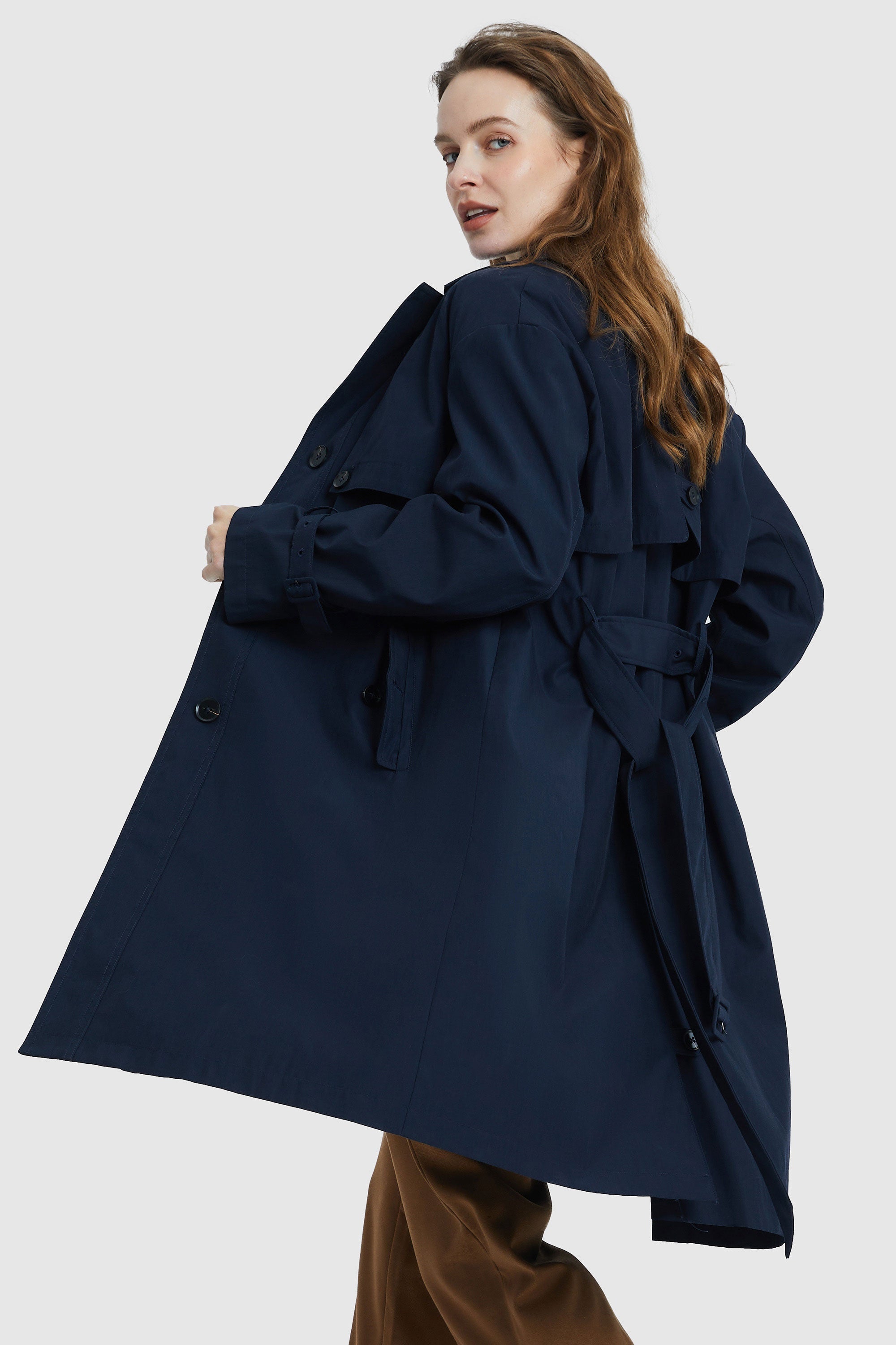 Orolay-Single-Breasted Belted Trench-#color_Night Sky