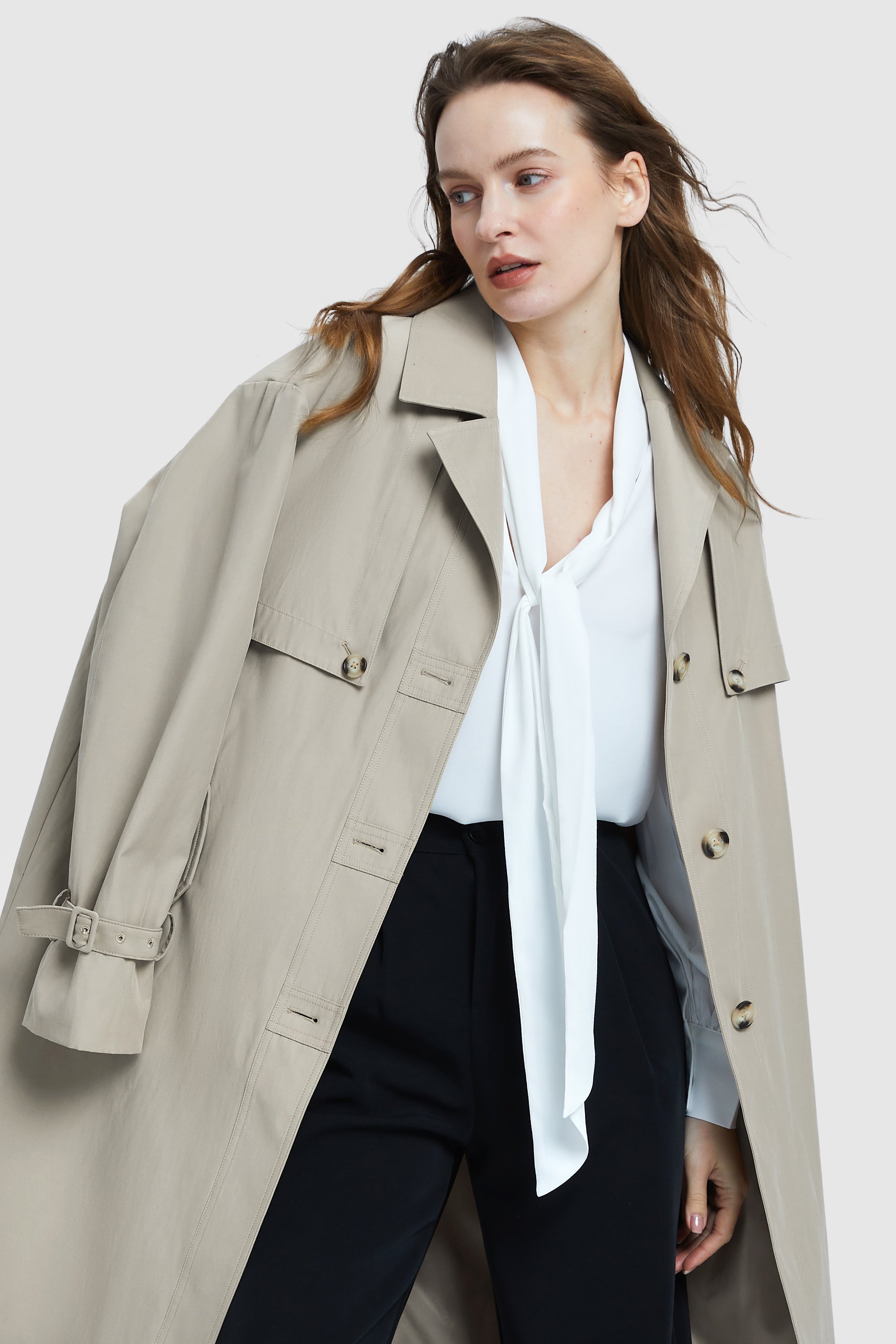 Orolay-Single-Breasted Belted Trench-#color_Tofu