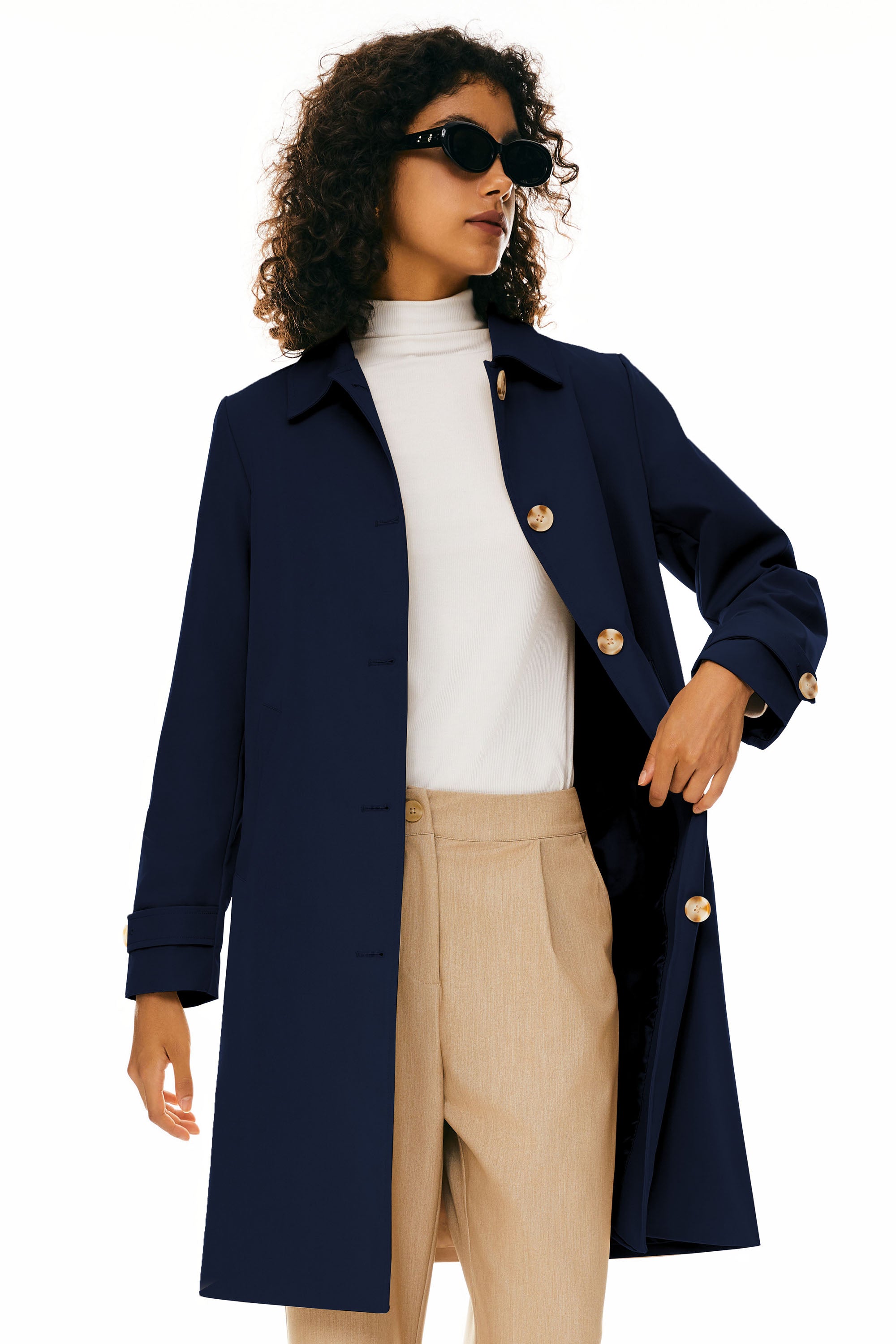 Orolay-Single-Breasted Trench-#color_Pageant Blue