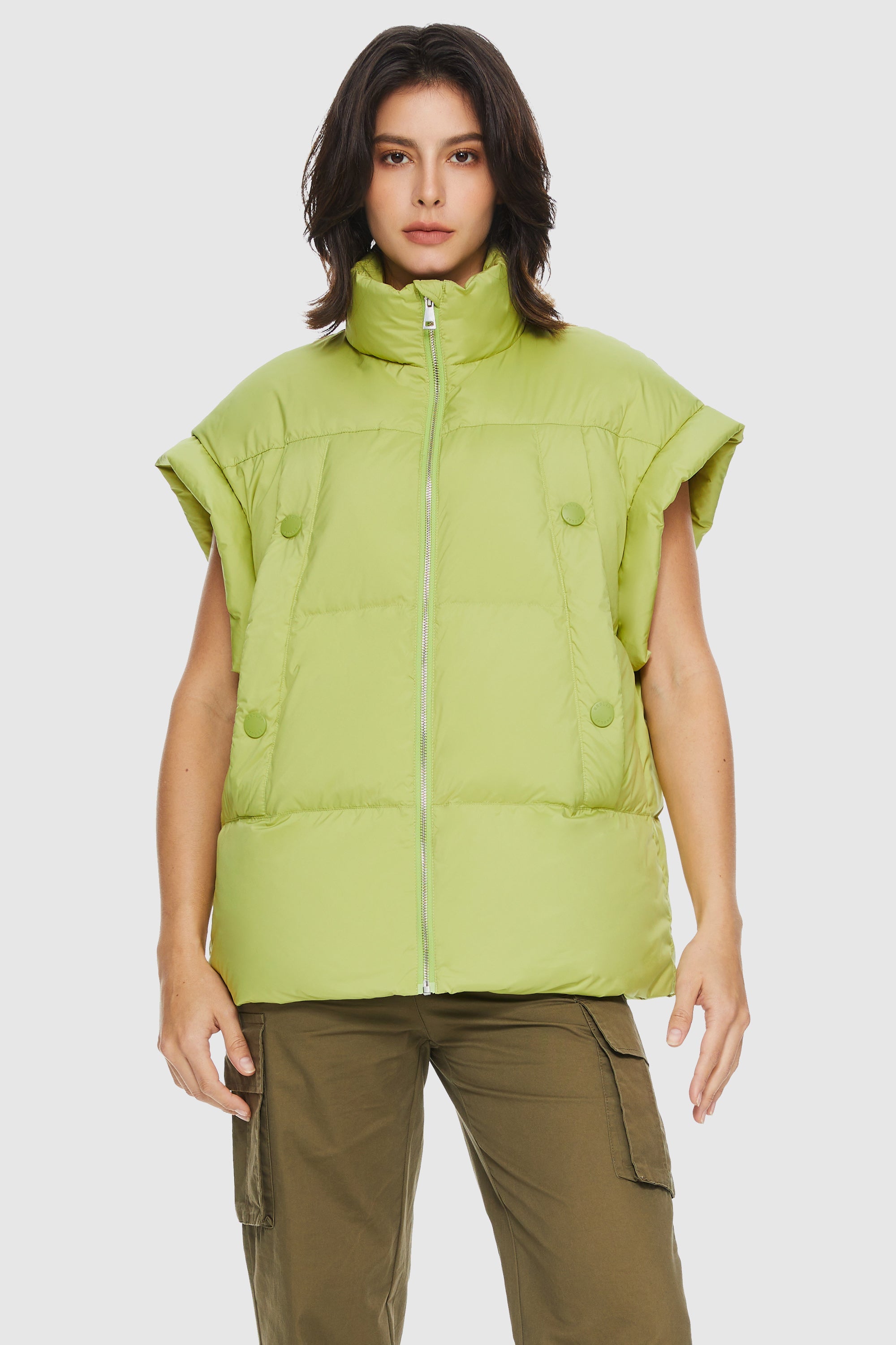 Orolay-Sleeveless Classic Puffer Vest-#color_Leaf Green