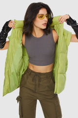 Orolay-Sleeveless Classic Puffer Vest-#color_Leaf Green