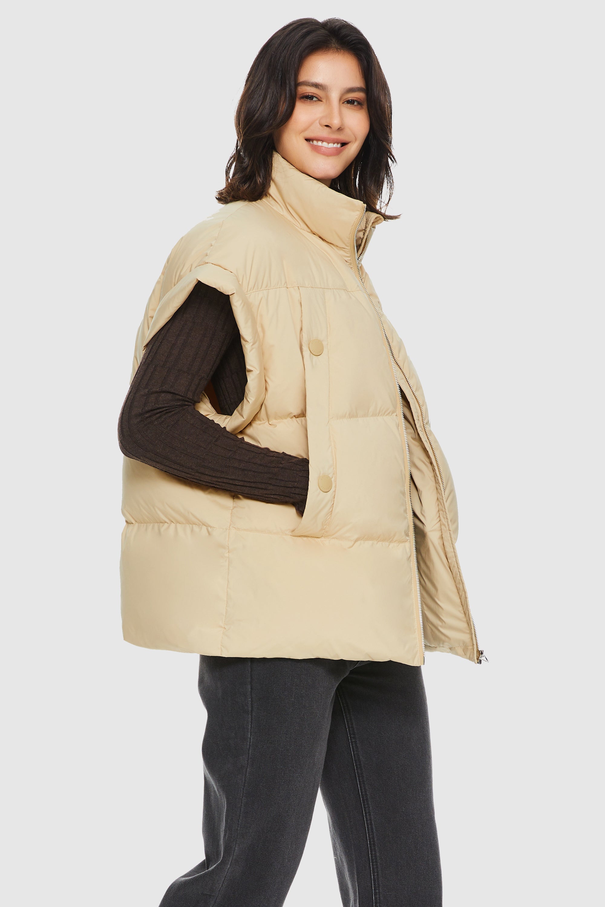 Orolay-Sleeveless Classic Puffer Vest-#color_Summer Melon