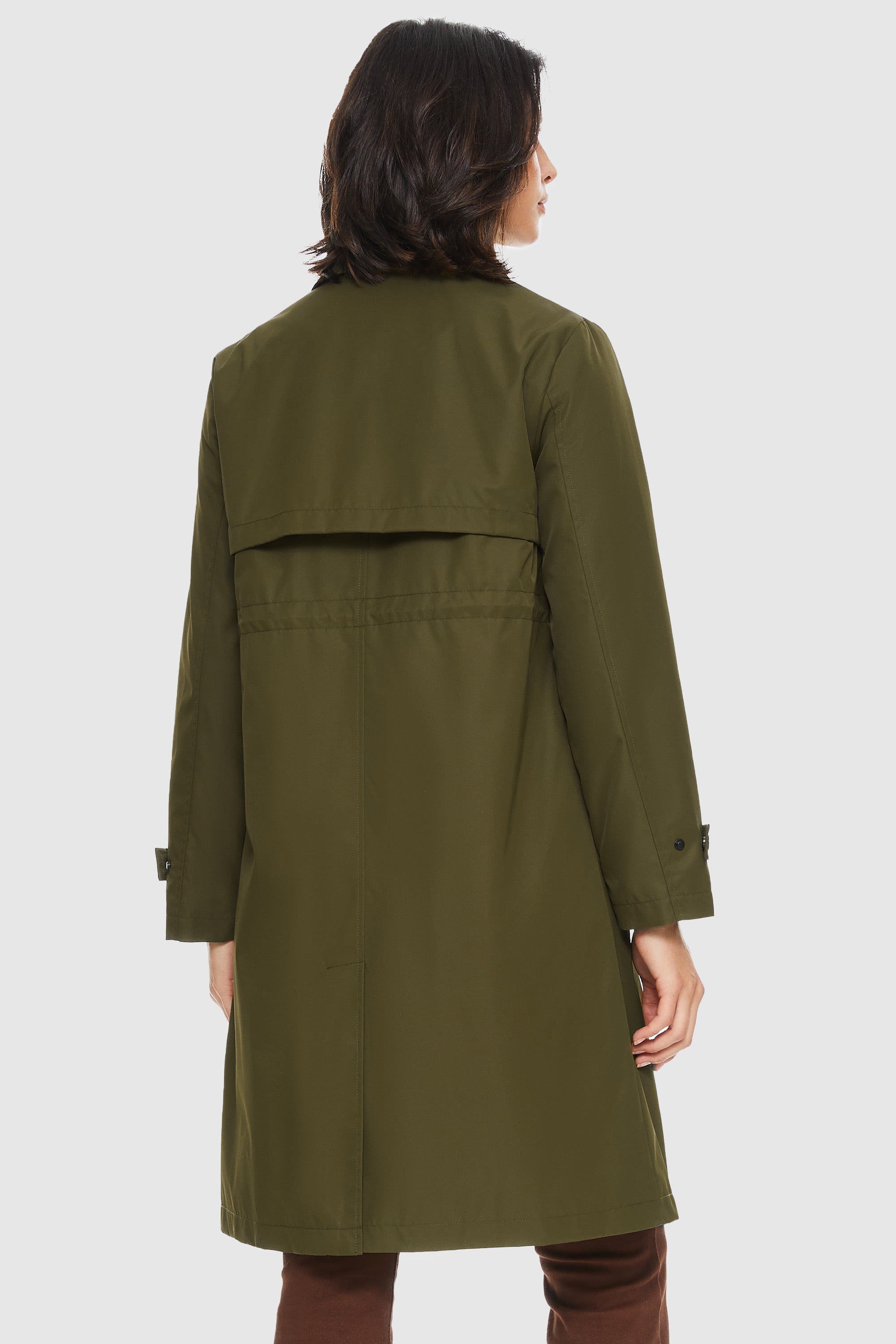 Orolay-Slit Back Hem Breasted Trench Coat-#color_Peat Moss