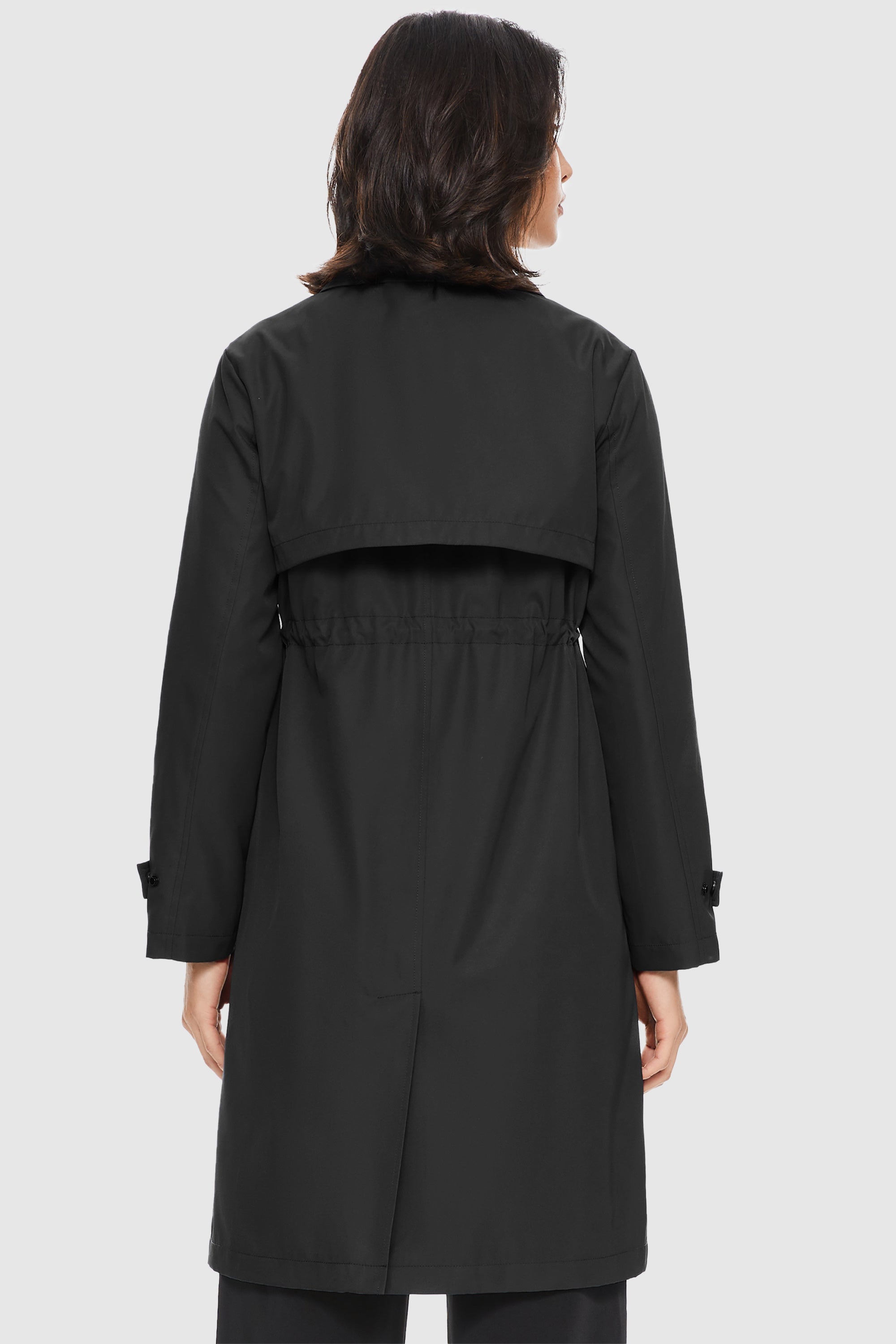 Orolay-Slit Back Hem Breasted Trench Coat-#color_Black