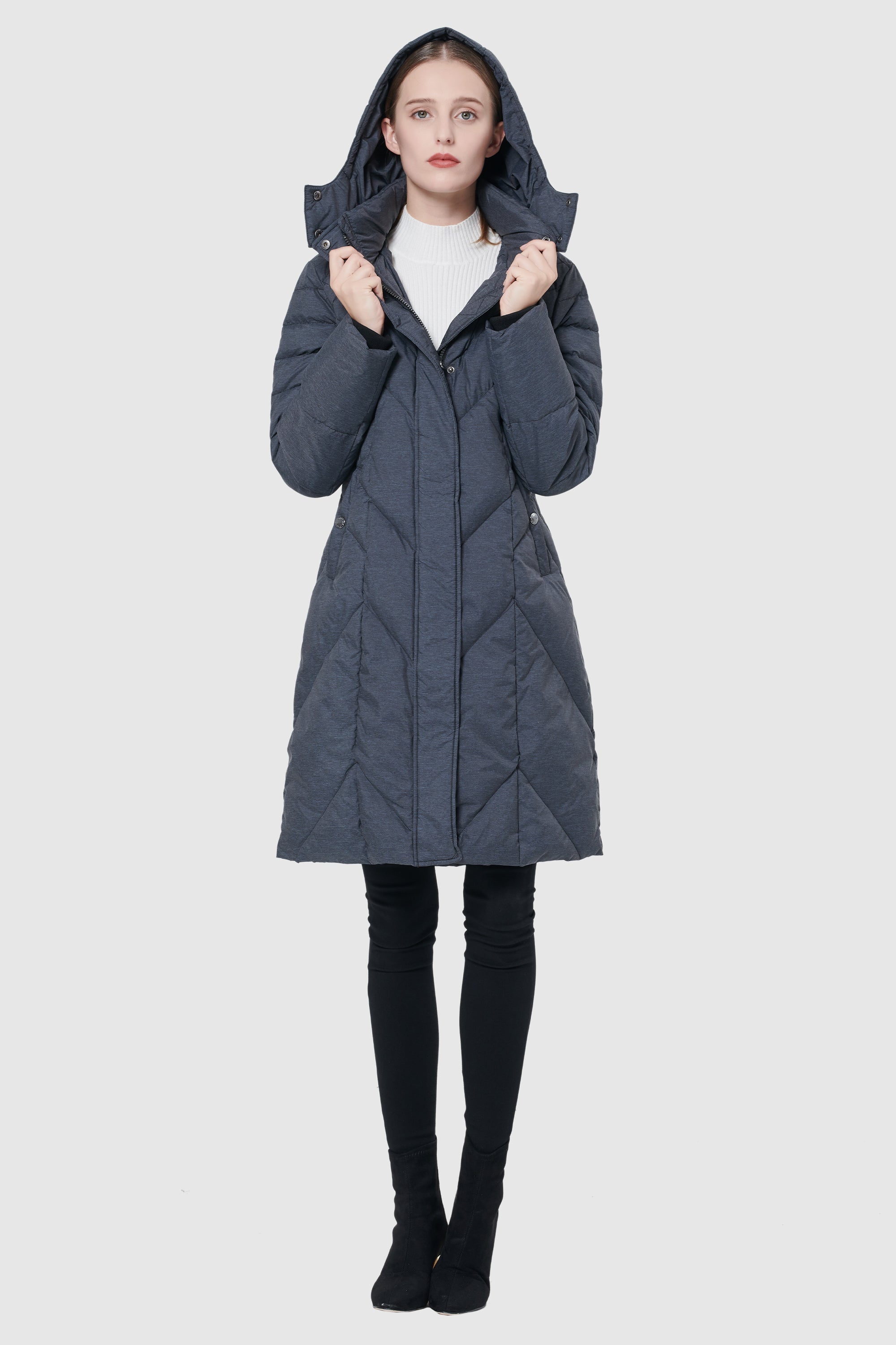 Orolay-Snap Button Puffer Jacket-#color_Odyssey Gray