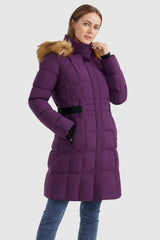 Orolay-Solid Faux Fur Trim Hood Puffer Down Coat-#color_Charisma