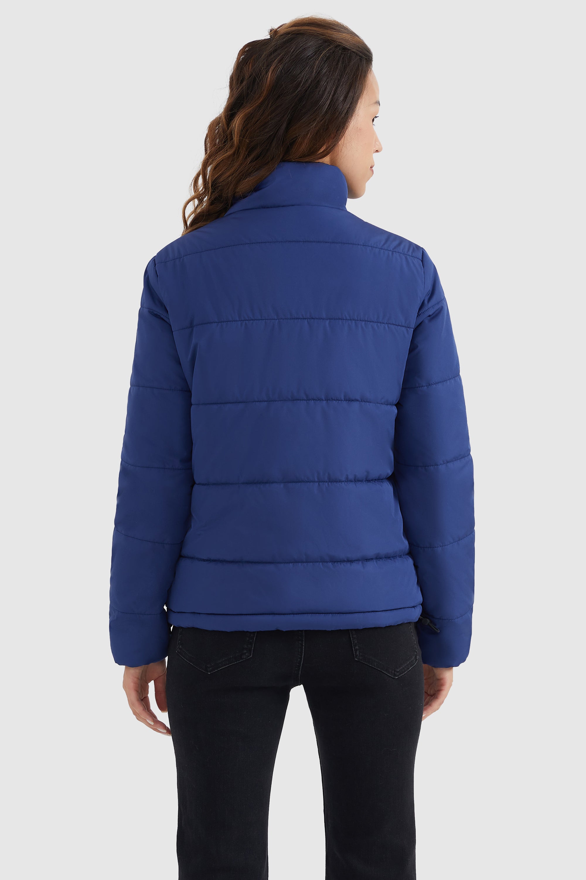 Orolay-Solid Zip Up Lightweight Puffer Coat-#color_True Blue