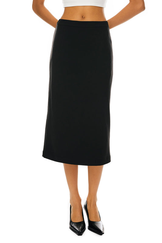 Orolay-Split Midi Pencil Skirts-#color_Black