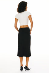 Orolay-Split Midi Pencil Skirts-#color_Black