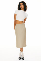 Orolay-Split Midi Pencil Skirts-#color_Khaki