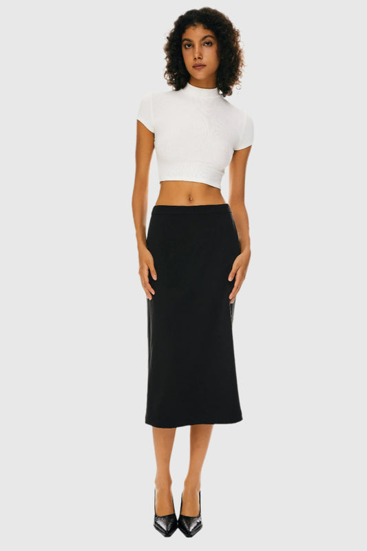 Orolay-Split Midi Pencil Skirts-#color_Black