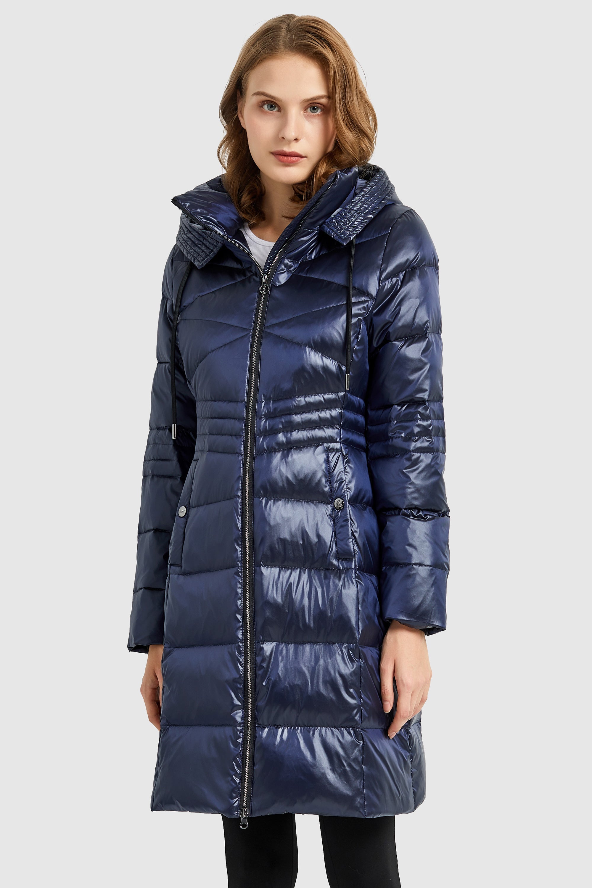 Orolay-Stand Collar Down Parka with Hood-#color_Blueprint