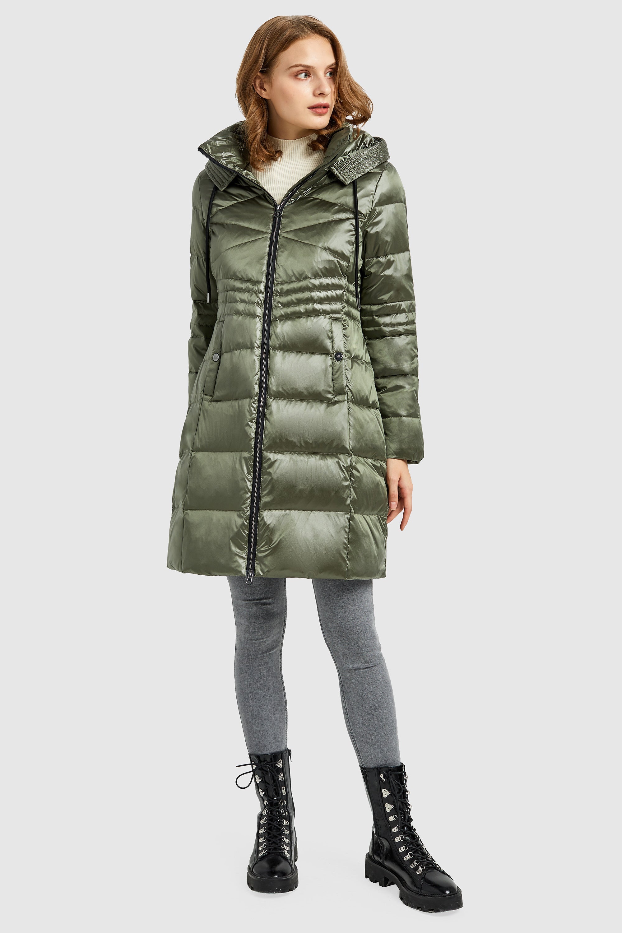 Orolay-Stand Collar Down Parka with Hood-#color_Peat Moss