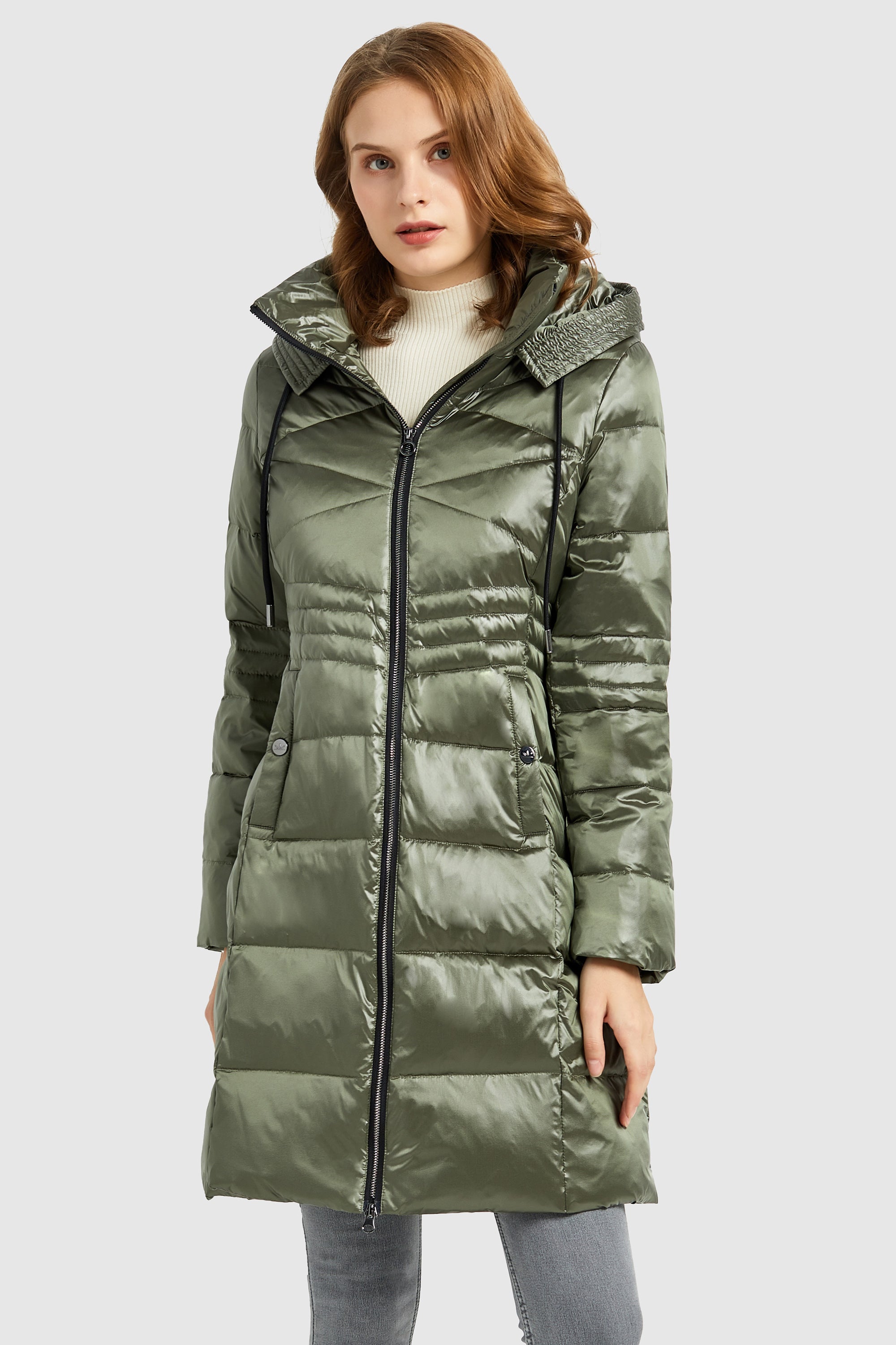 Orolay-Stand Collar Down Parka with Hood-#color_Peat Moss