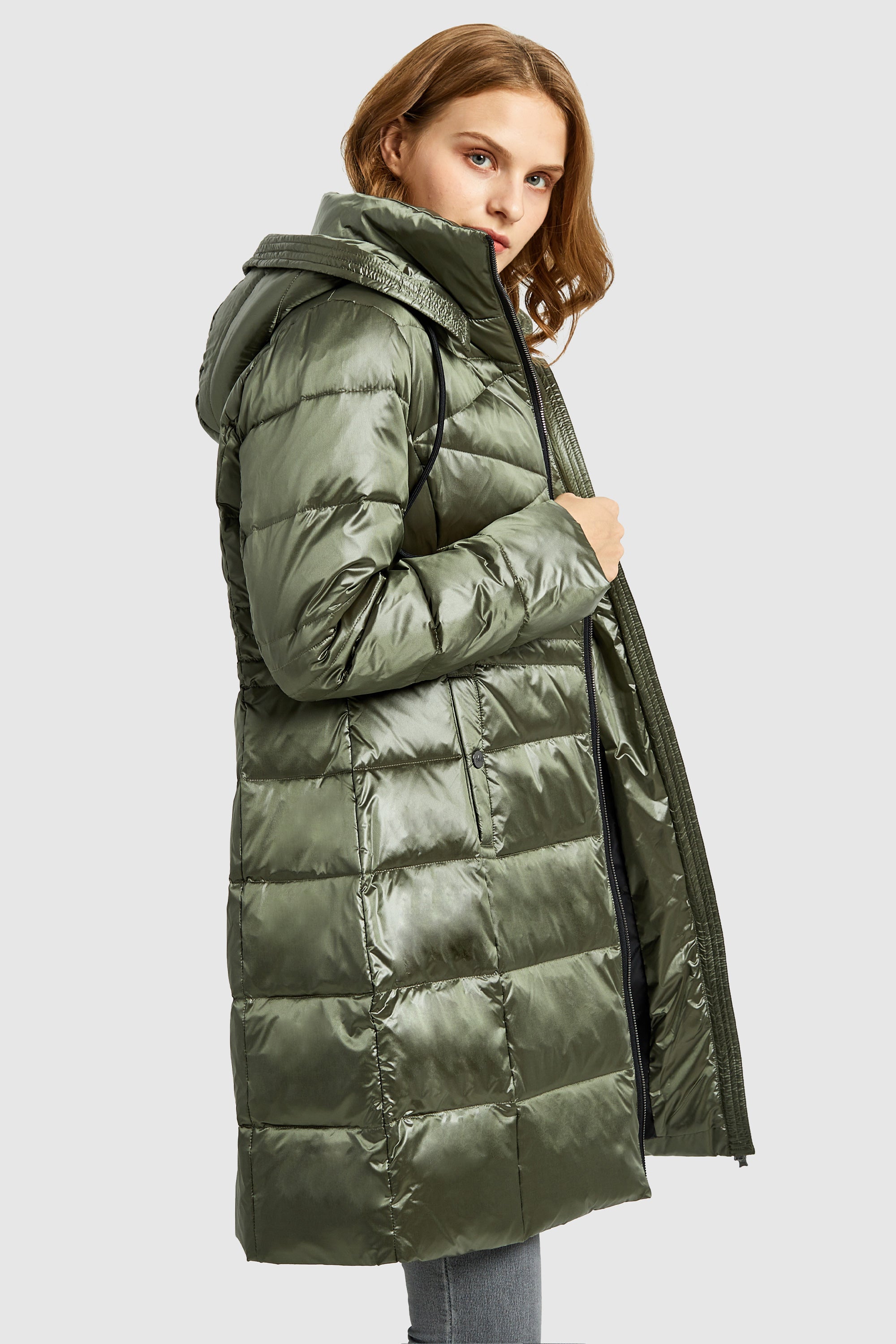 Orolay-Stand Collar Down Parka with Hood-#color_Peat Moss