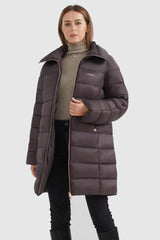 Orolay-Stand Collar Full-Zip Puffer-#color_Fudge