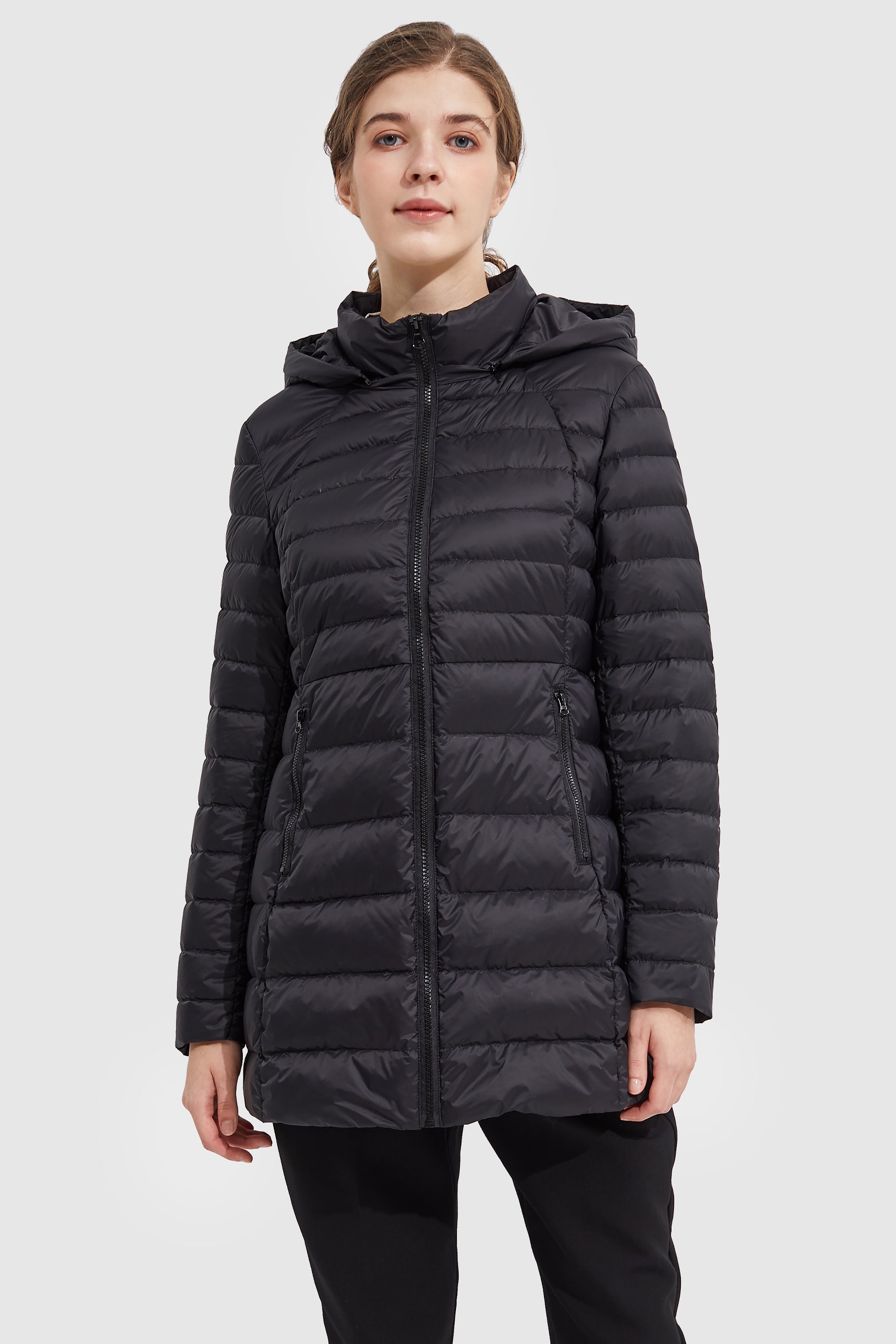 Orolay-Stand Collar Light Quilted Down Jacket-#color_Black