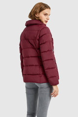 Orolay-Stand Collar Oblique Placket Puffer Coat-#color_Red Dahlia