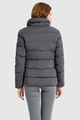 Orolay-Stand Collar Oblique Placket Puffer Coat-#color_Shark