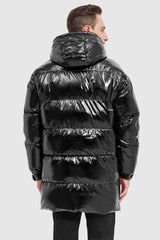 Orolay-Stand Collar Shiny Down Jacket-#color_Black