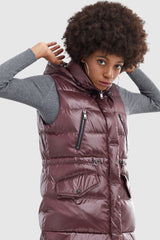 Orolay-Stand Collar Thick Hooded Down Vest-#color_Syrah