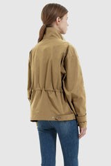 Orolay-Stand Collar Zip Up Simple Jacket-#color_Bronze Mist