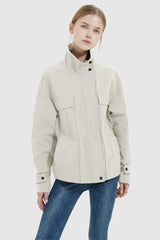 Orolay-Stand Collar Zip Up Simple Jacket-#color_Tofu