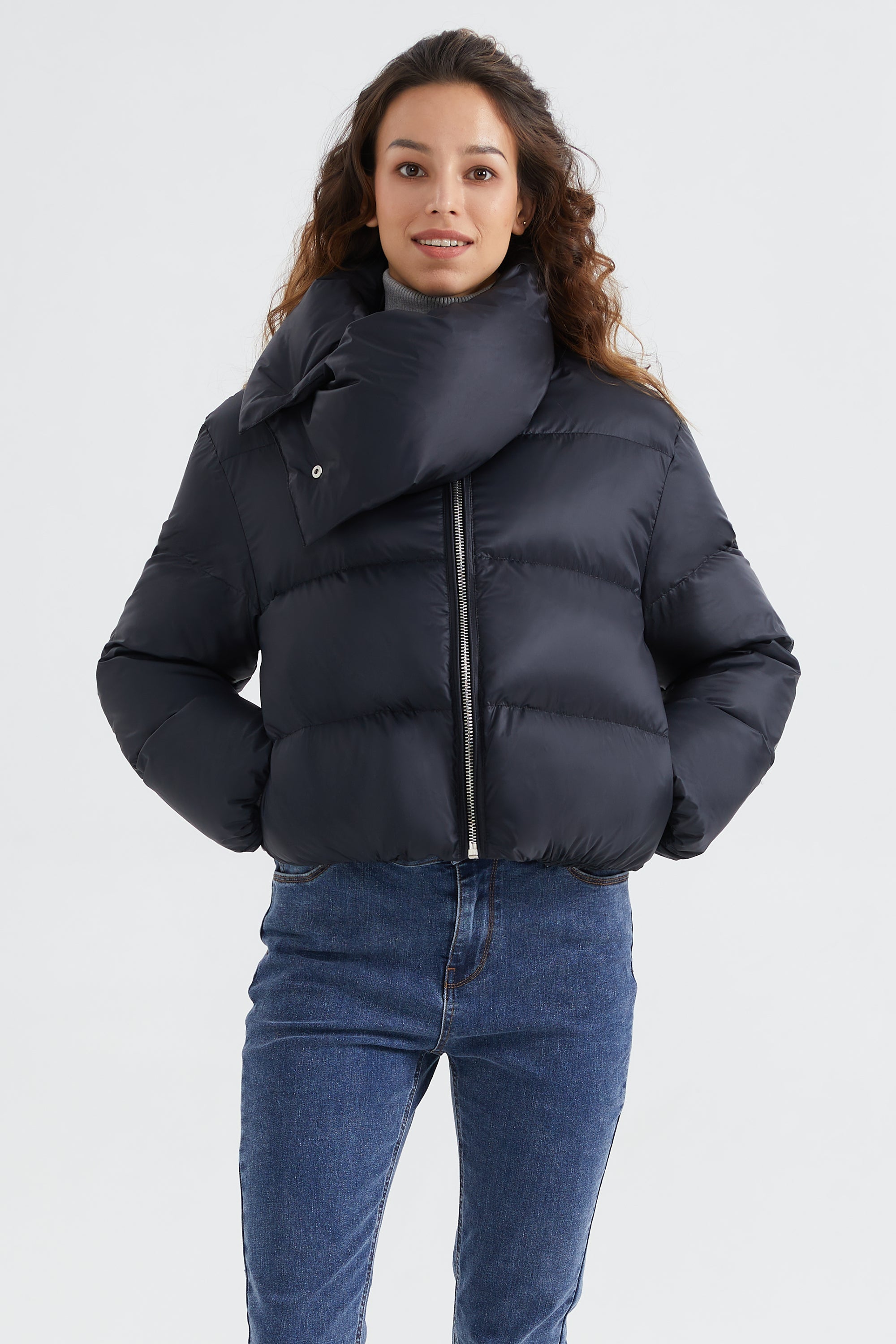 Orolay-Stylish Puffer Down Coat with Thickened Collar-#color_Black