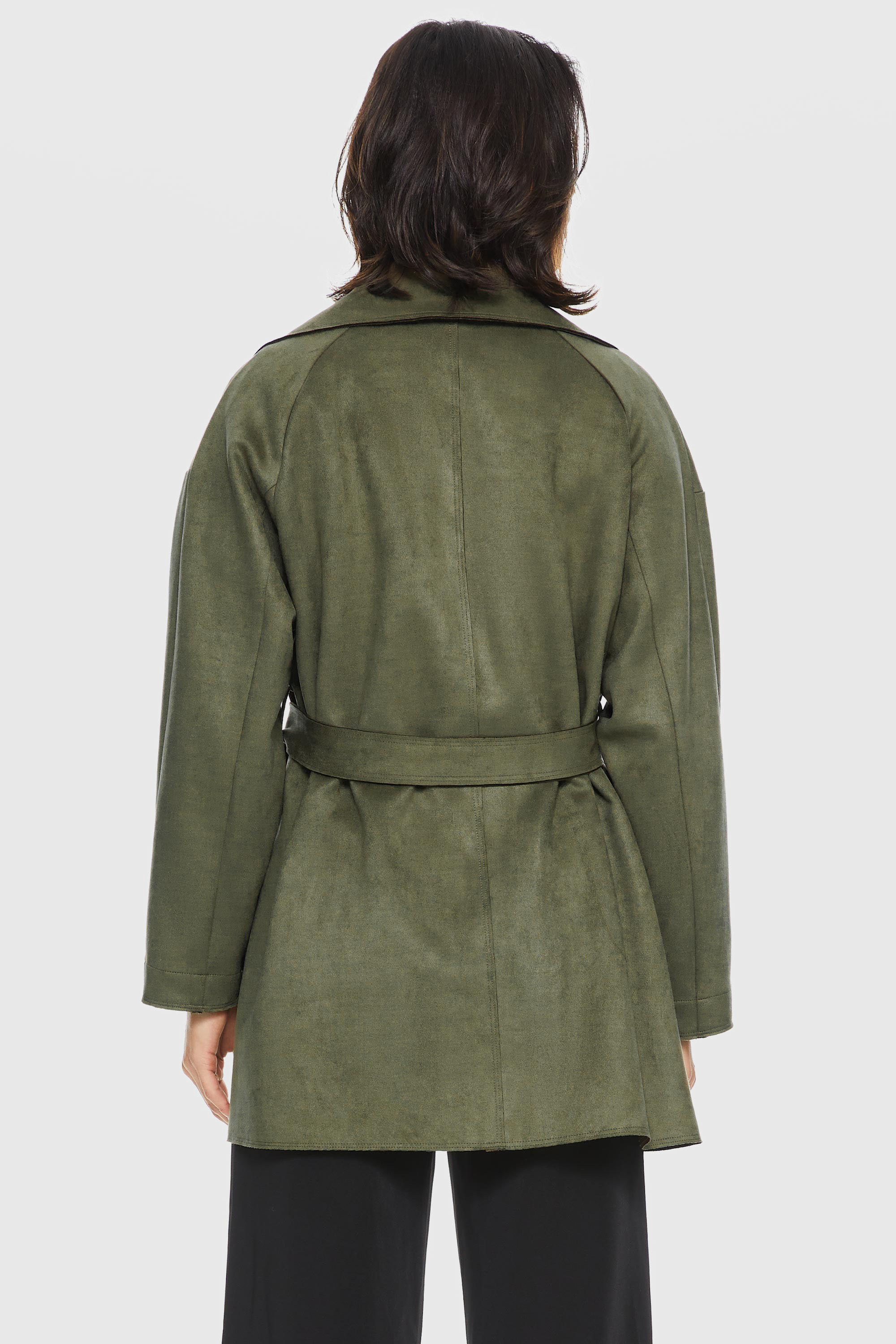 Orolay-Suede Lightweight Trench-#color_Peat Moss