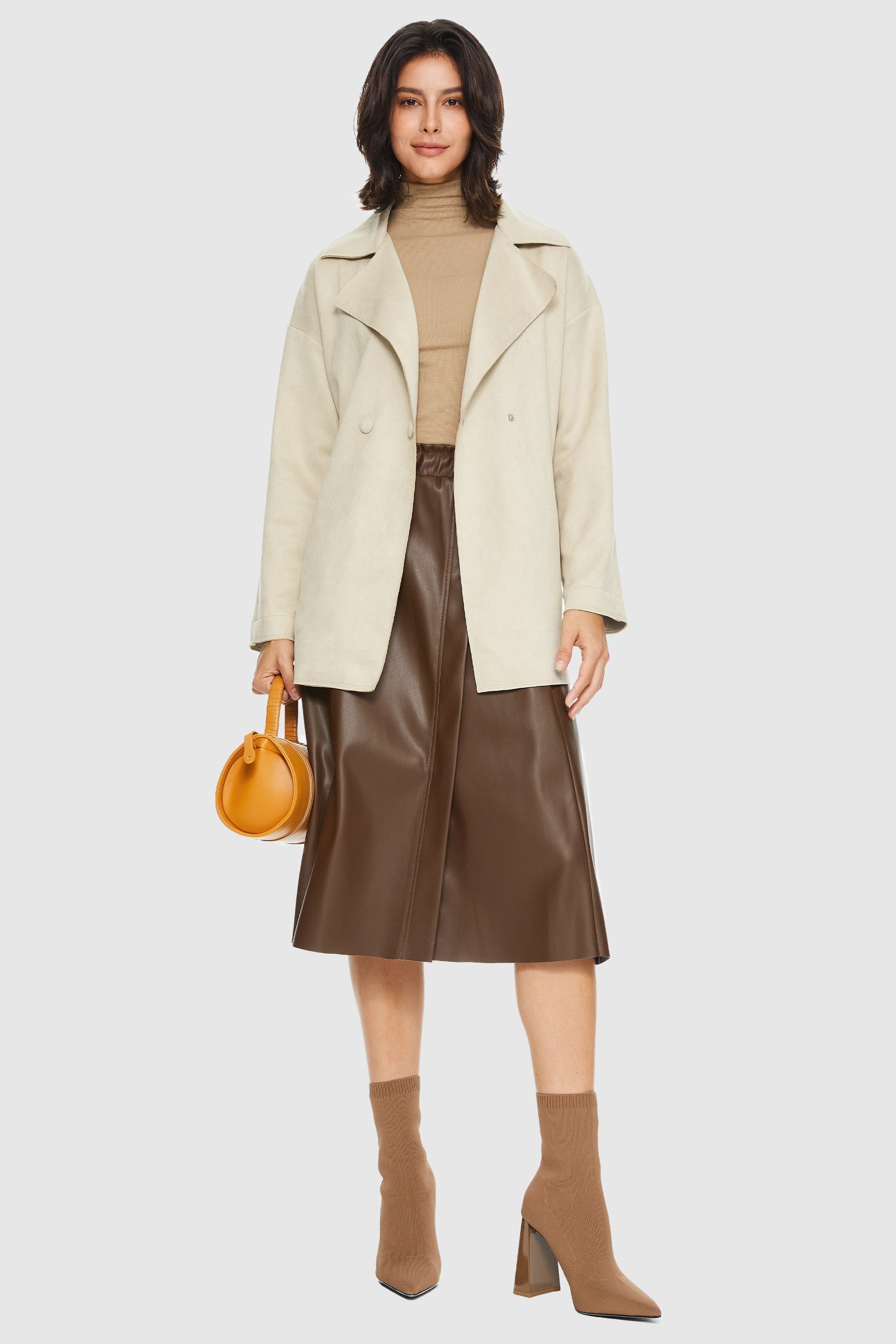 Orolay-Suede Lightweight Trench-#color_Tofu