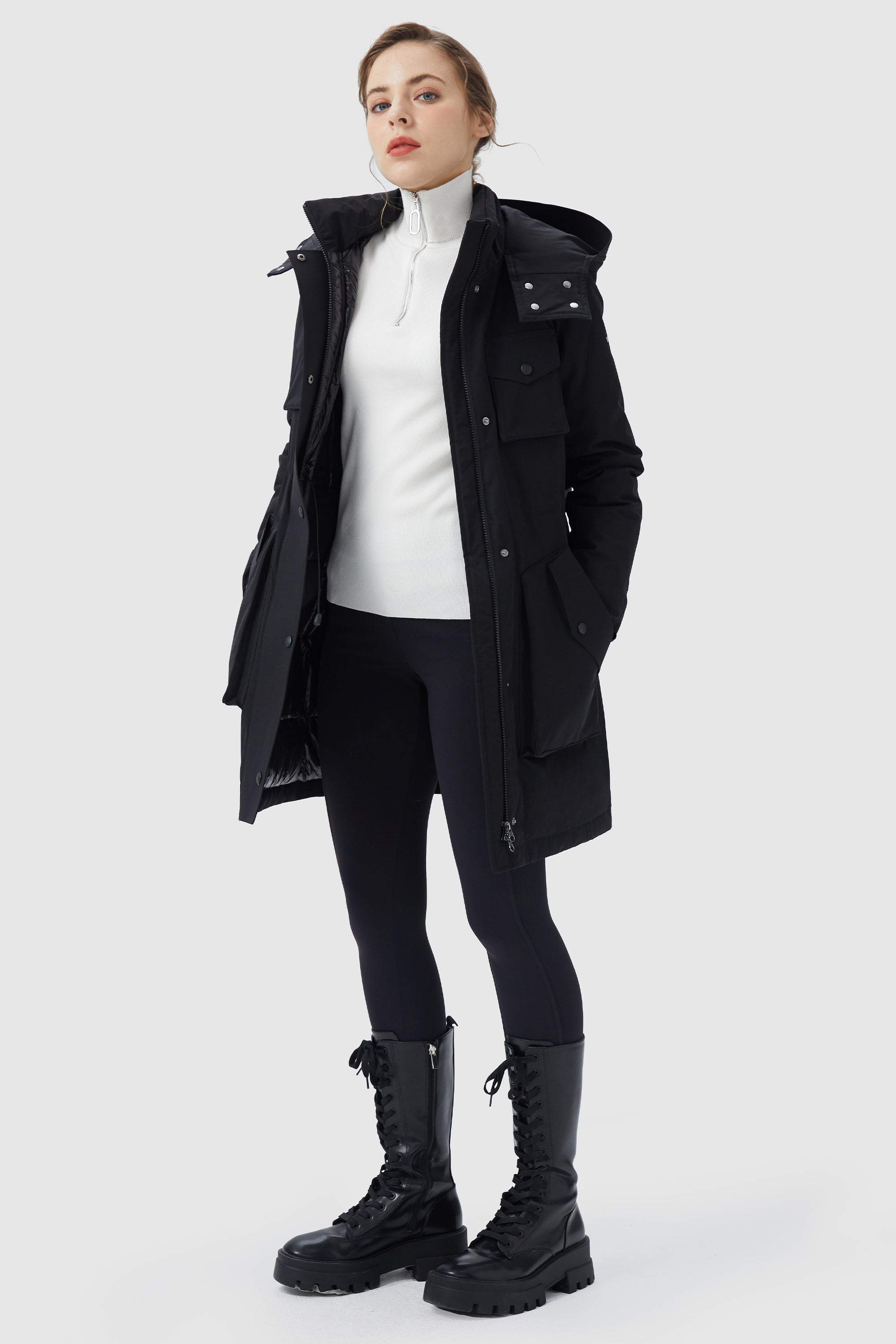 Orolay-Thicken Winter Parka Coat with Hood-#color_Black