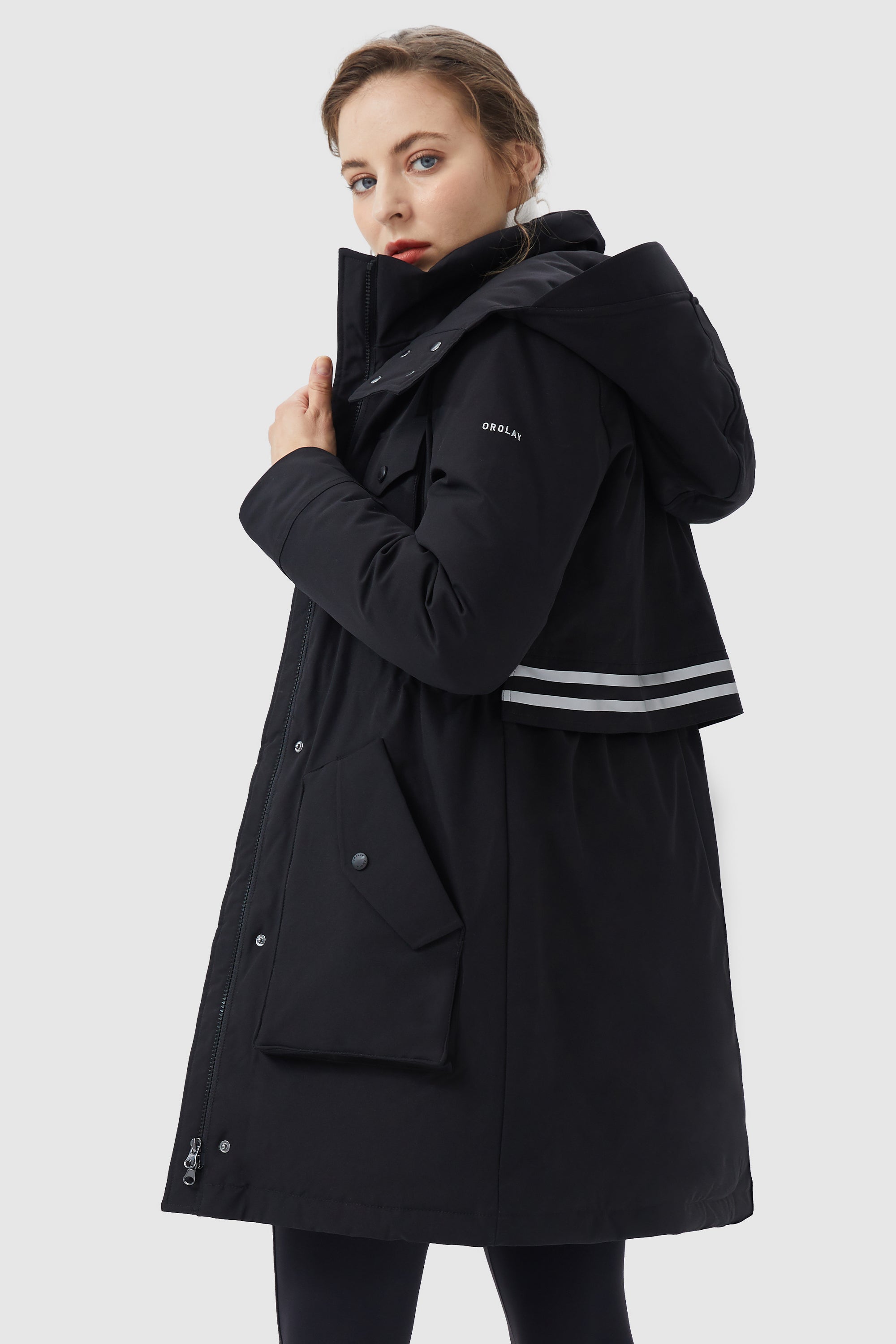 Orolay-Thicken Winter Parka Coat with Hood-#color_Black