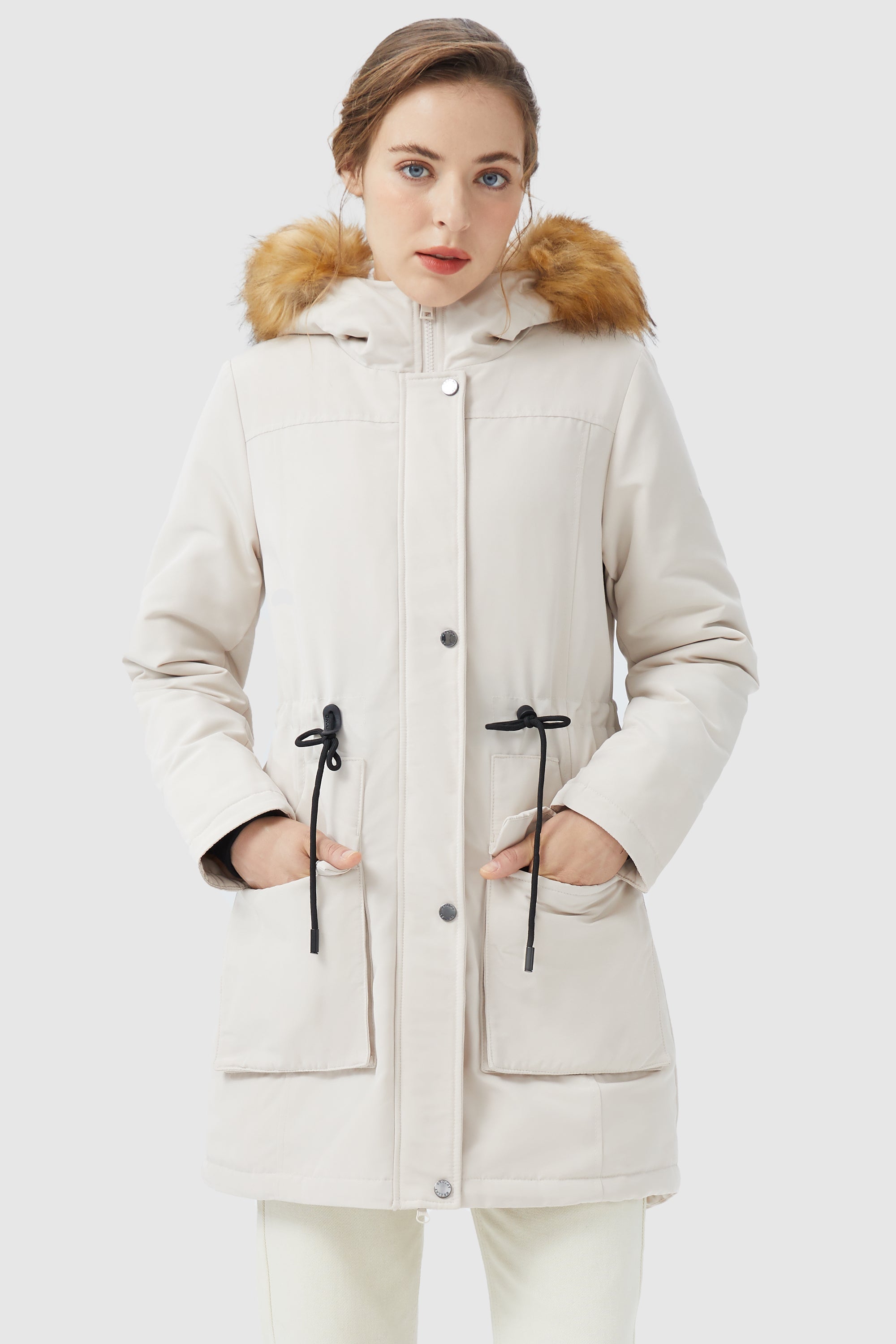 Orolay-Thickened Fleece Lined Parka-#color_Cloud Dancer