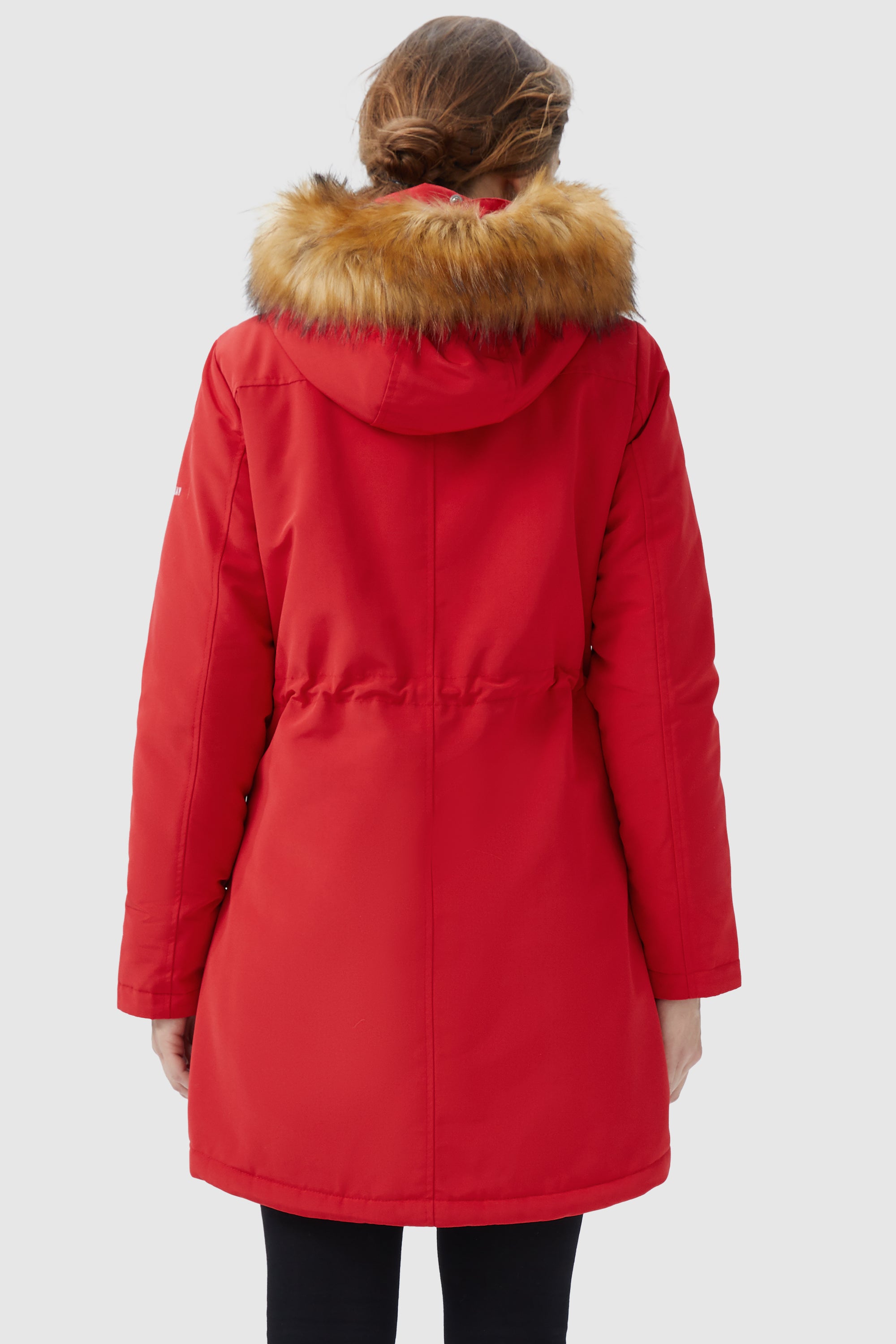 Orolay-Thickened Fleece Lined Parka-#color_Racing Red