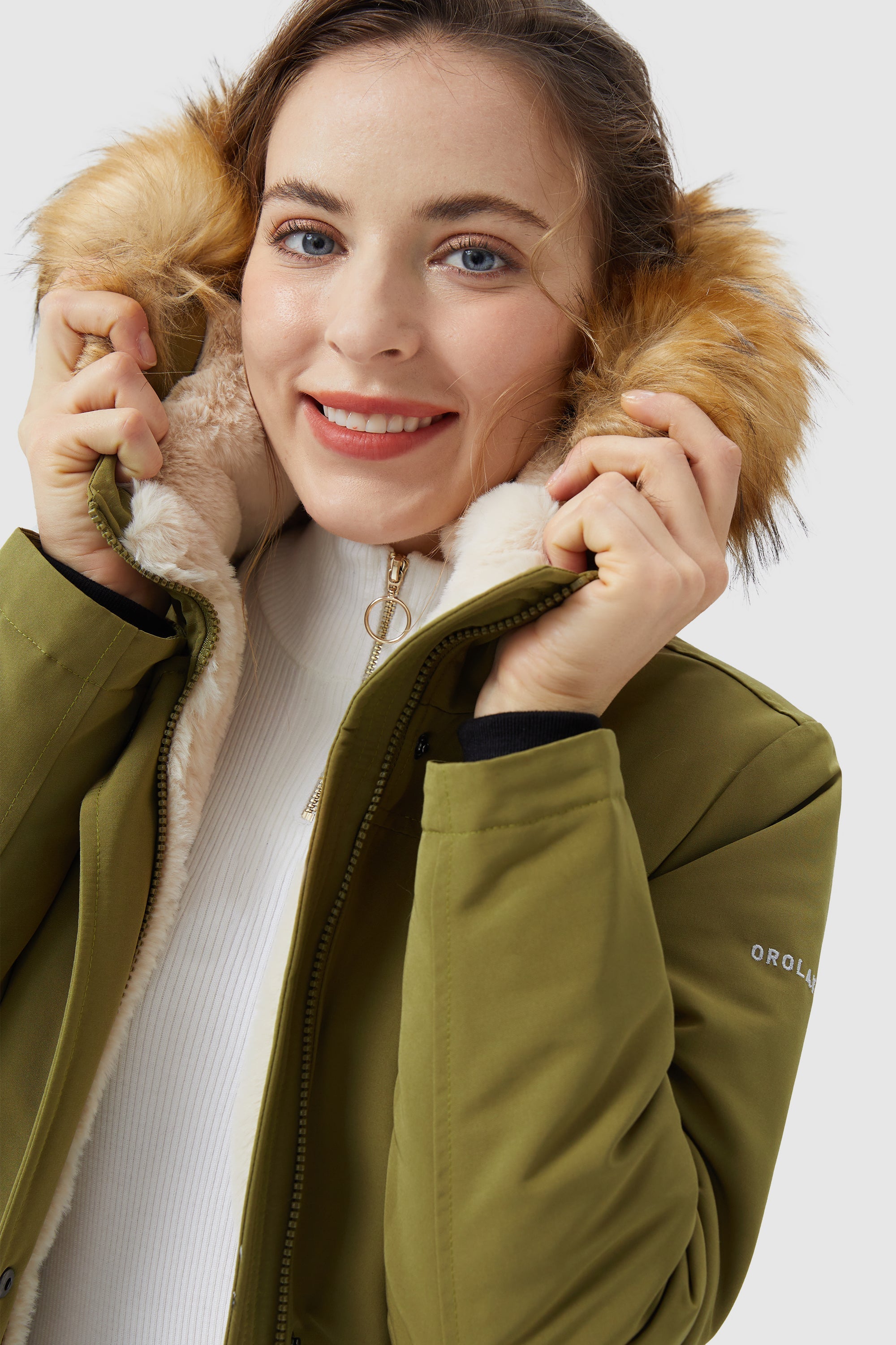 Orolay-Thickened Fleece Lined Parka-#color_Peat Moss