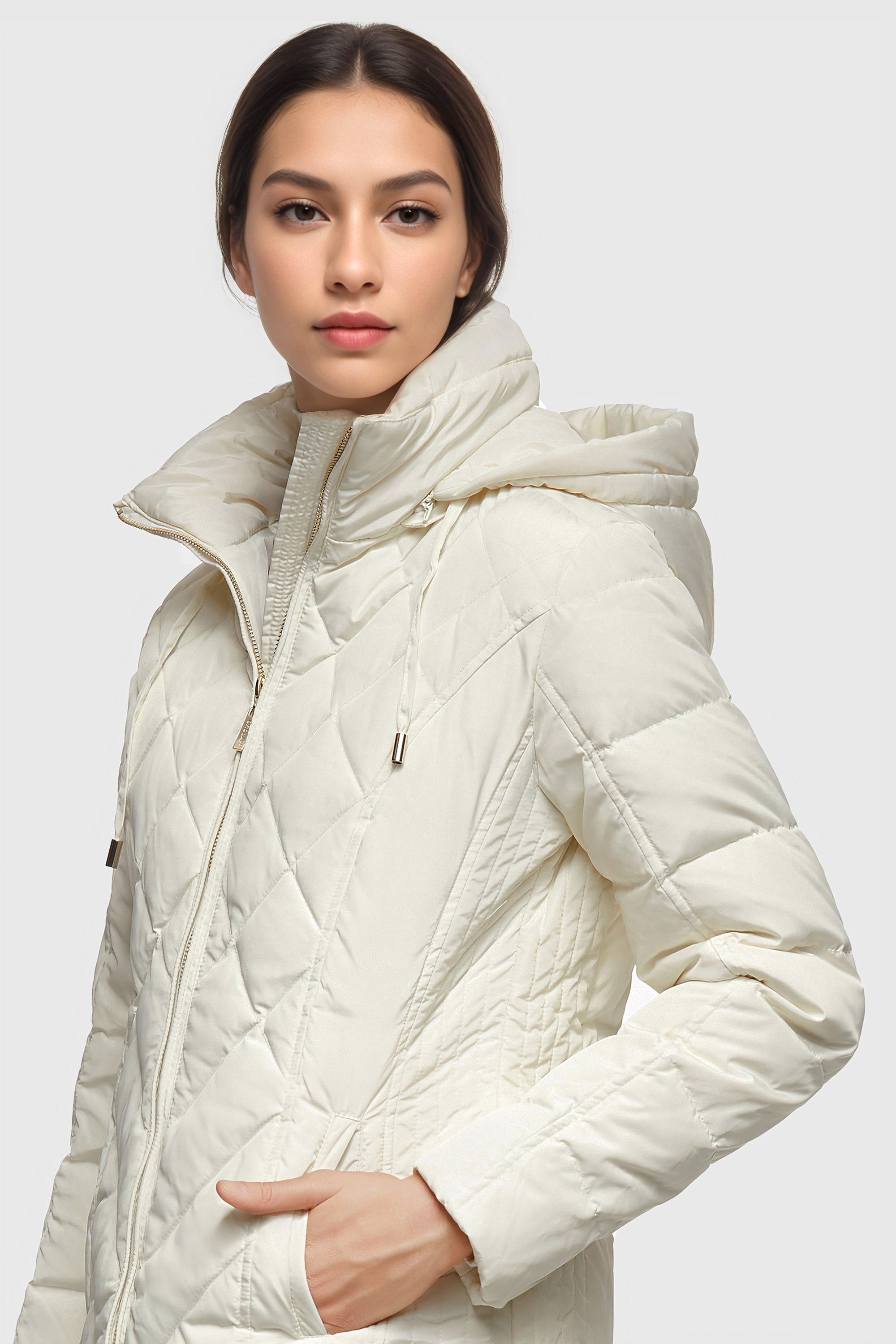 Orolay-Thickened Puffer Down Jacket-Image 4 of Thickened Puffer Down Jacket from Orolay - #color_White