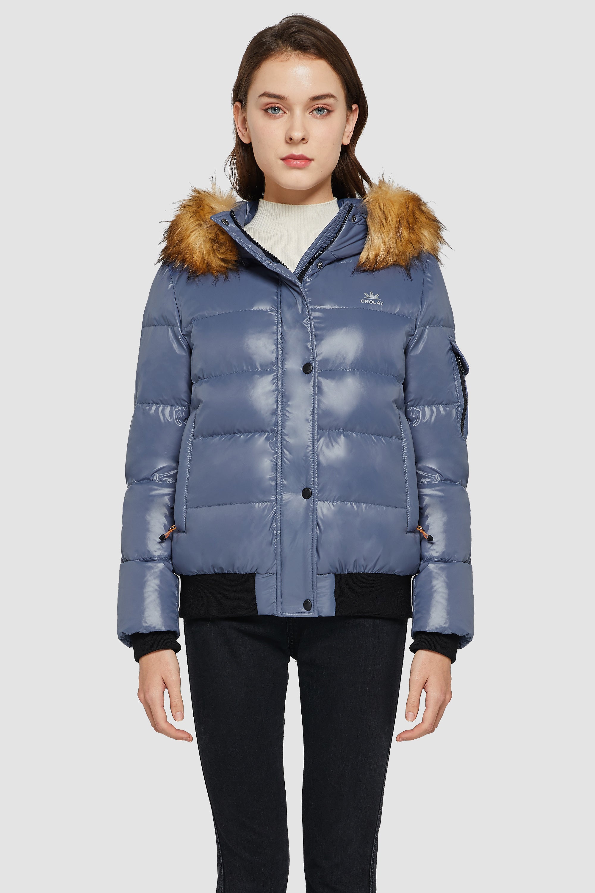 Orolay-Thickened Winter Shiny Puffer Jacket-#color_Country Blue