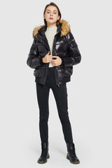 Orolay-Thickened Winter Shiny Puffer Jacket-#color_Black